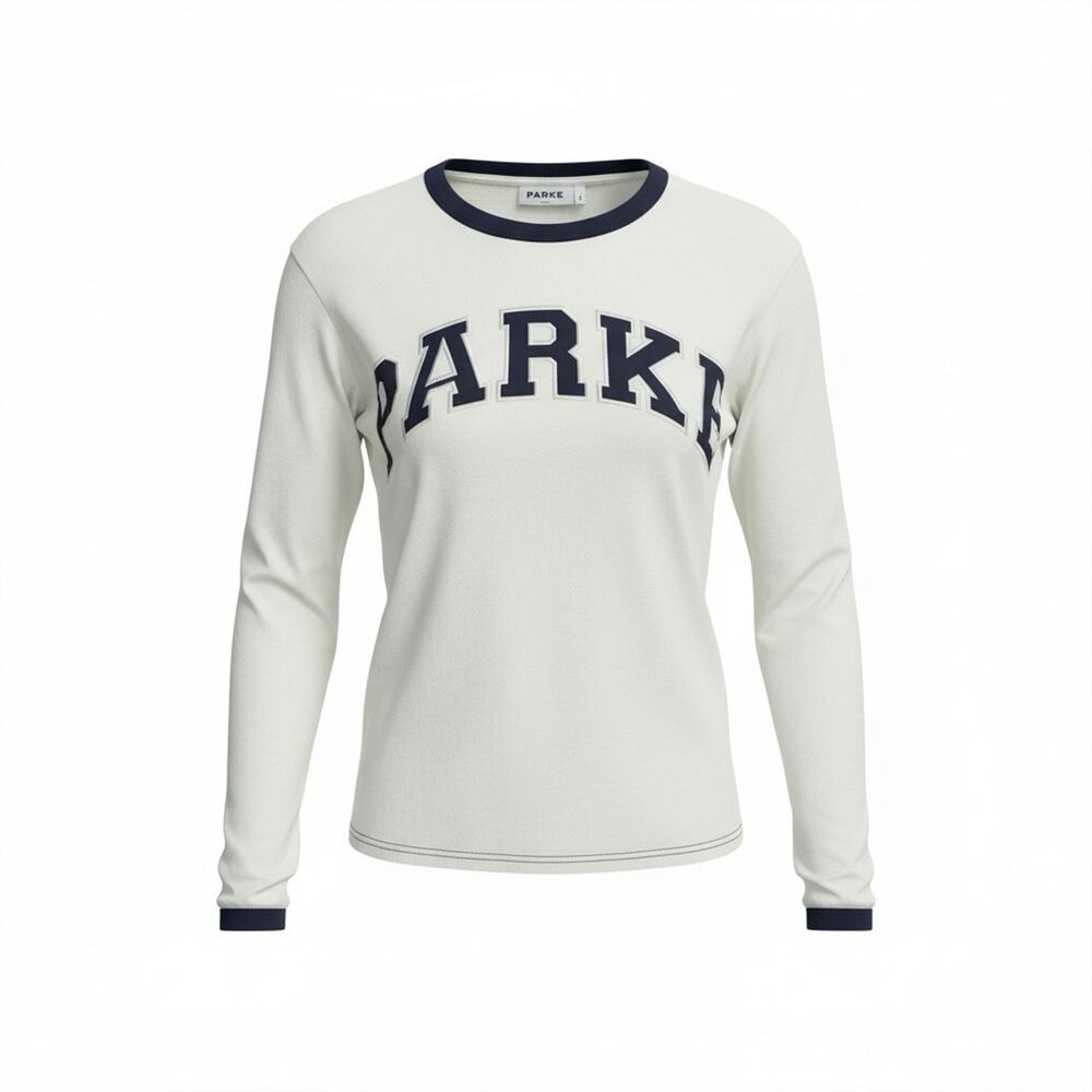 Parke Varsity Logo Long Sleeve Tee White Navy L/XL